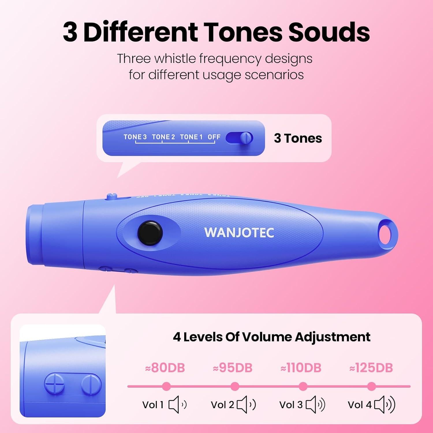 Silbato Electrónico WANJOTEC Azul 3 Tonos 130dB para Entrenador