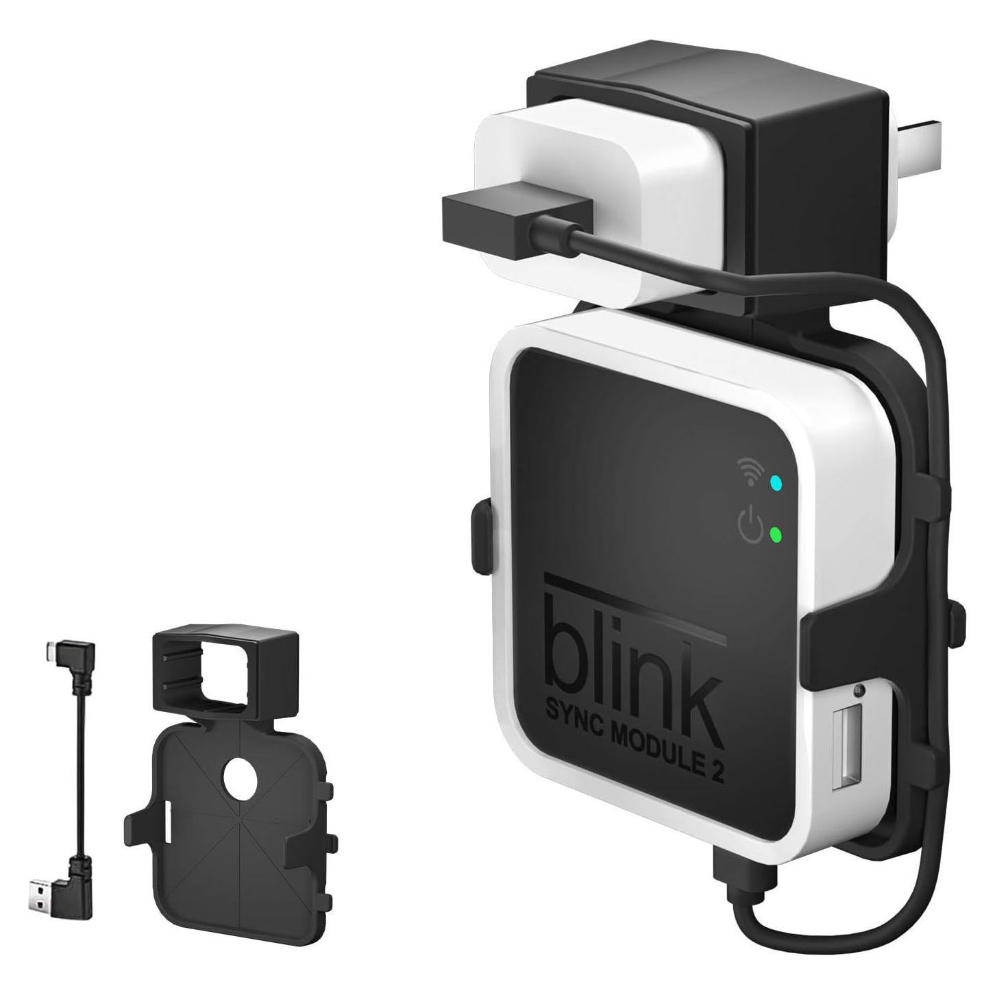 Outlet Wall Mount for Blink Sync Module 2,Simple Mount Bracket Holder for All-New Blink Outdoor and All-New Blink Indoor Home Security Camera with Easy Mount Short Cable（1Pack,Black）