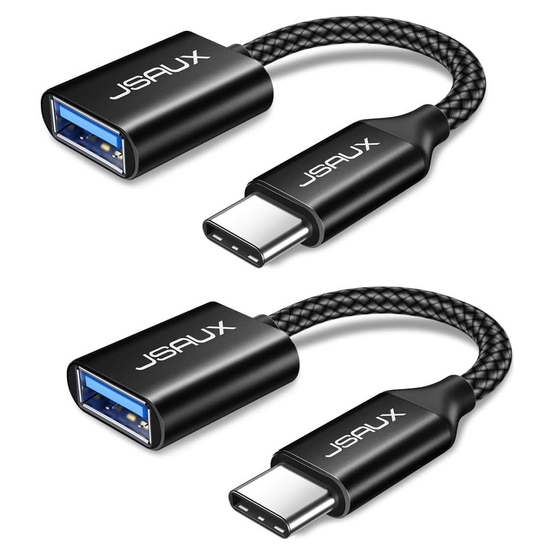 Adaptador USB C a USB 3.0 JSAUX - 2 Paquete, Negro