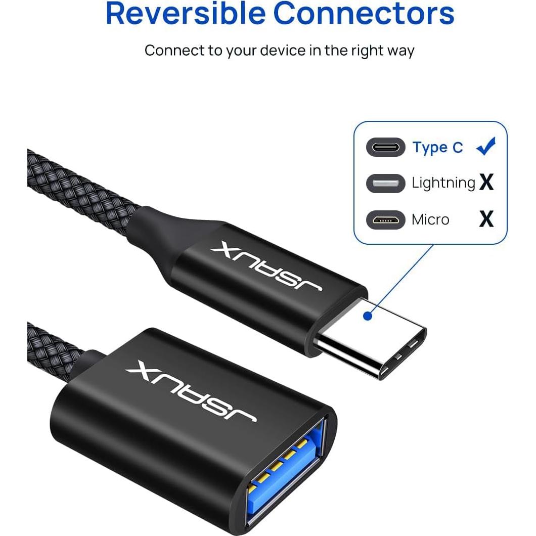 Adaptador USB C a USB 3.0 JSAUX - 2 Paquete, Negro