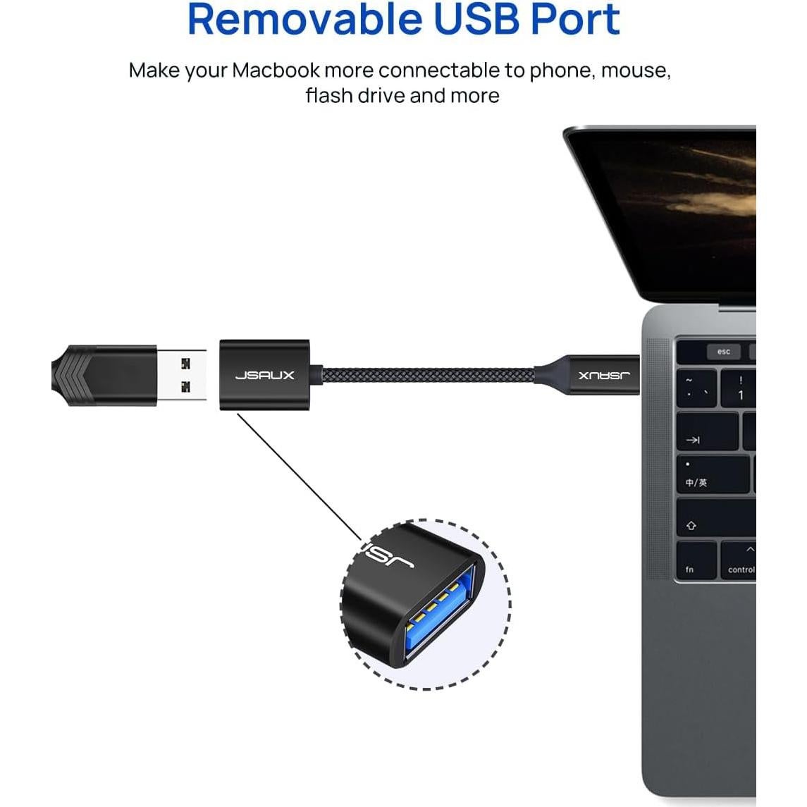 Adaptador USB C a USB 3.0 JSAUX - 2 Paquete, Negro