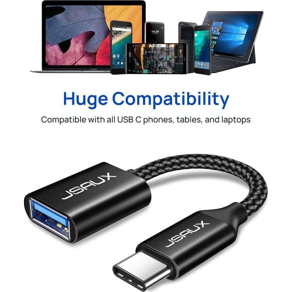 Adaptador USB C a USB 3.0 JSAUX - 2 Paquete, Negro