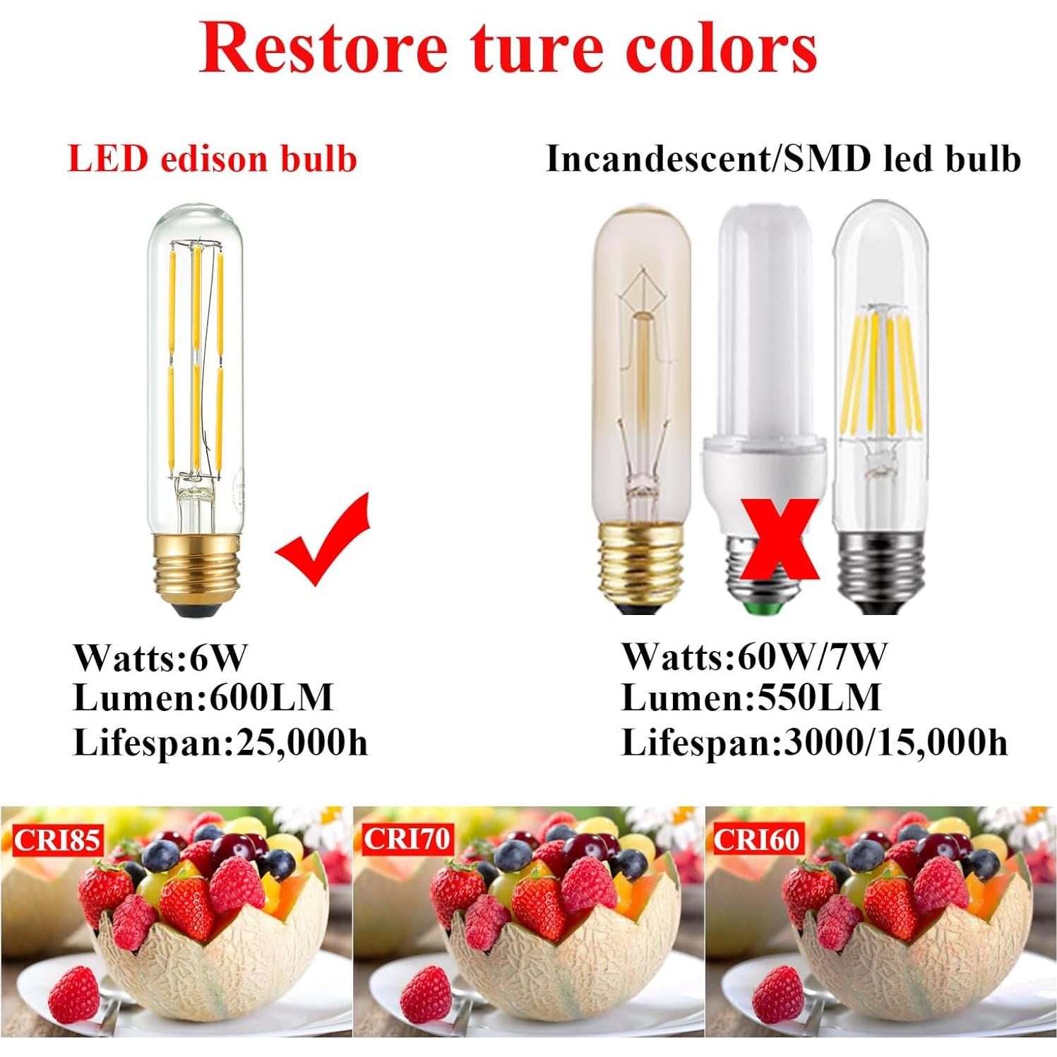 Bombilla LED T10 Arberlic 6W 600lm Regulable 2700K Paquete 6