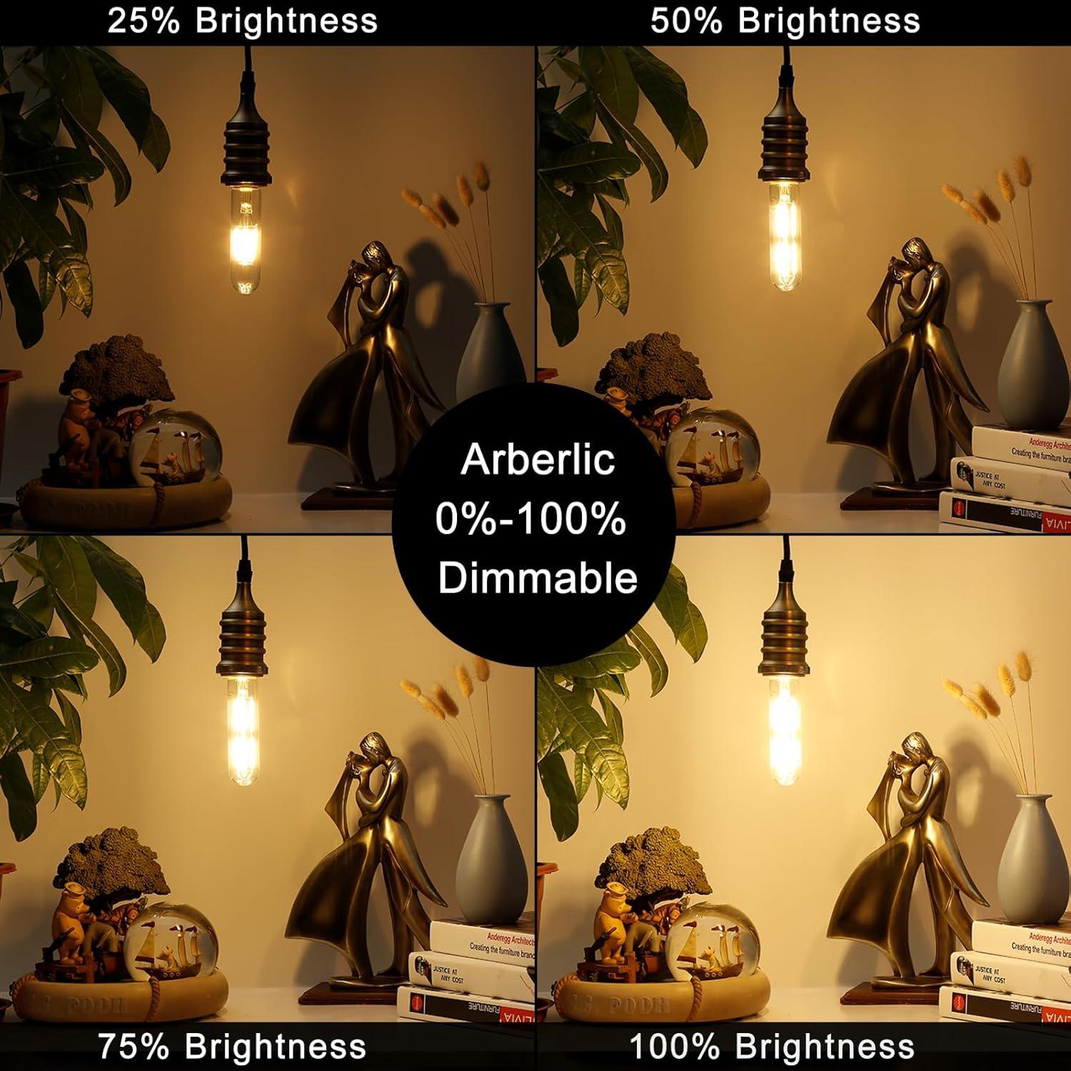 Bombilla LED T10 Arberlic 6W 600lm Regulable 2700K Paquete 6