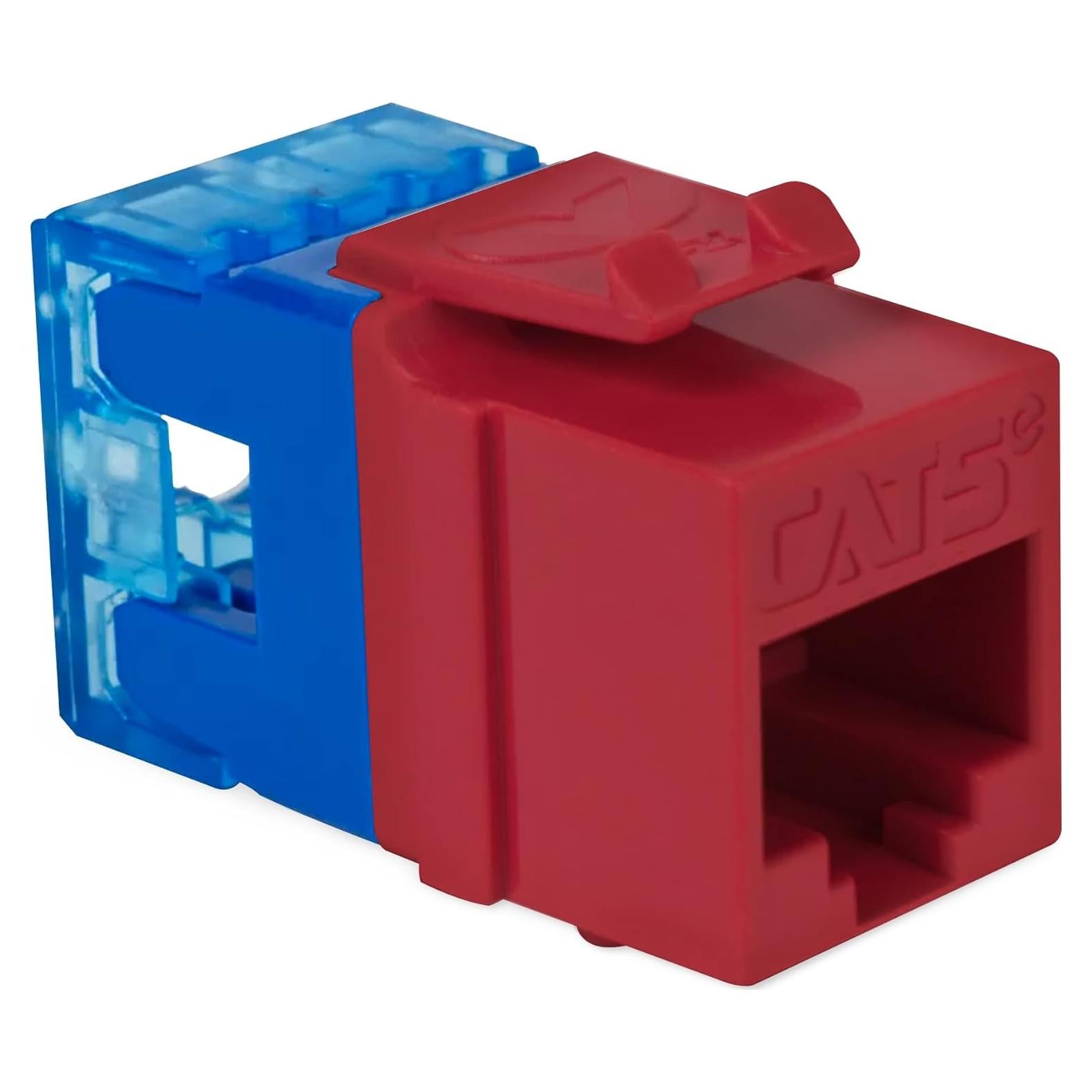 Conector Keystone CAT5e ICC RJ45 Rojo 180° para Redes