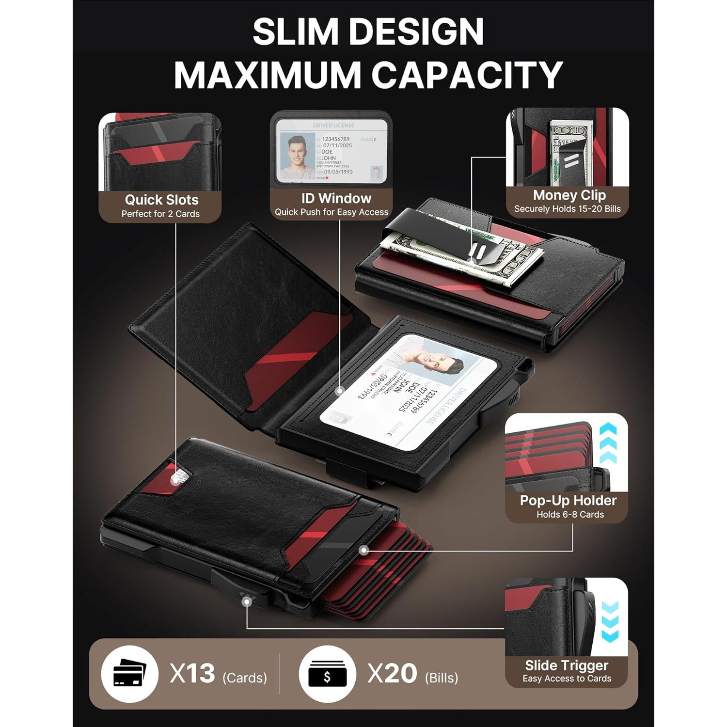 Cartera Typecase para Hombres RFID Cuero Negro Alaska