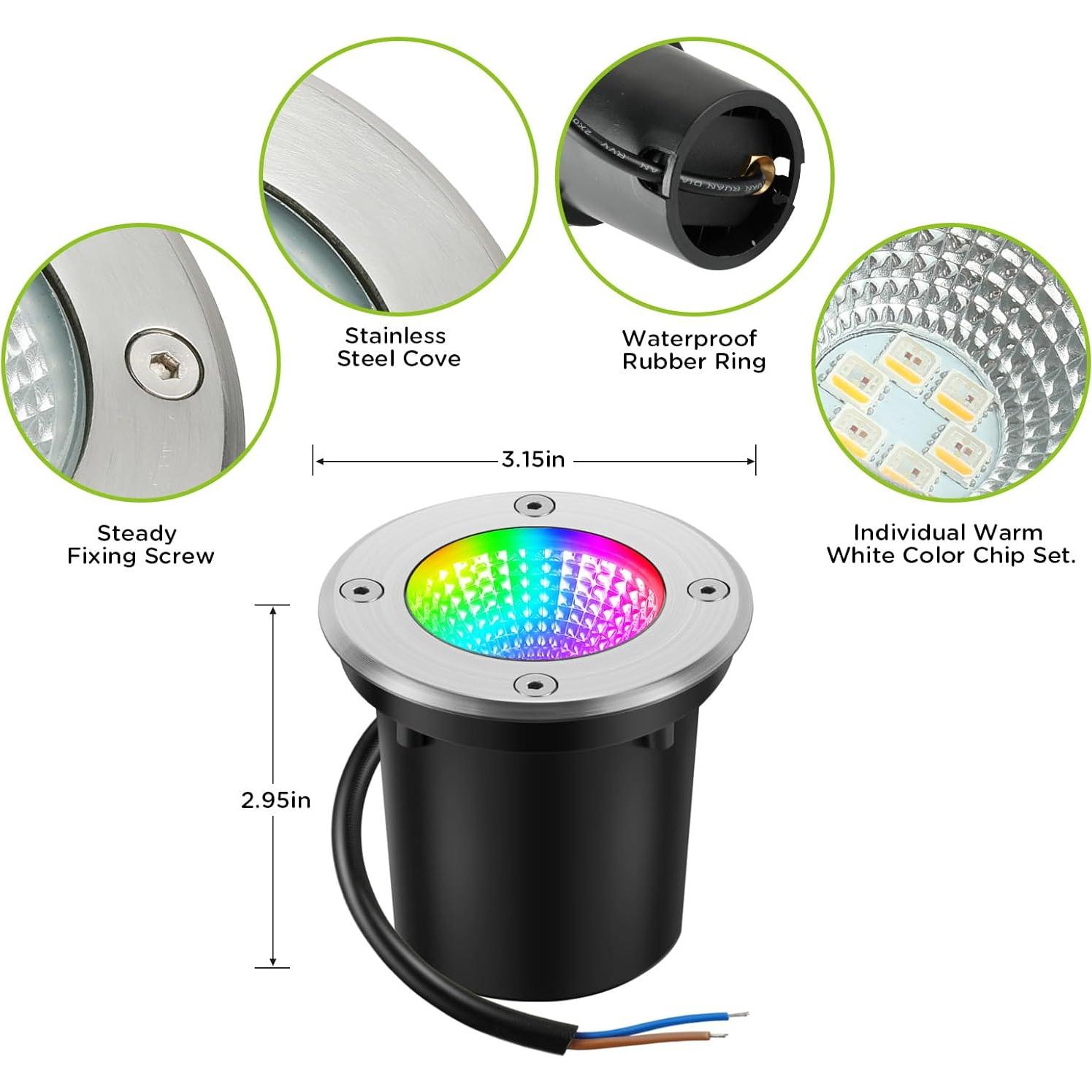 Luces de Paisaje LED RGBW Unirence 10W IP67 6 Piezas