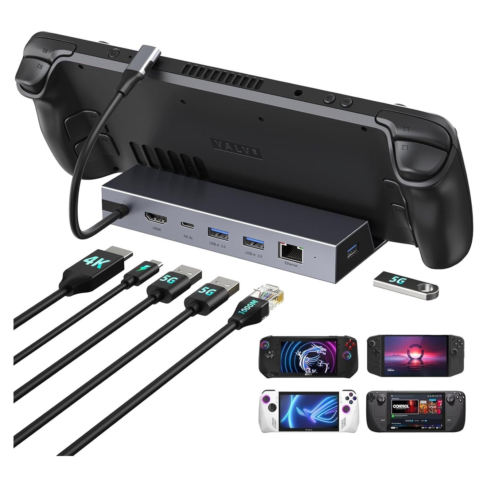 Dock 6-en-1 para Steam Deck 4K 60Hz - Iavkyu