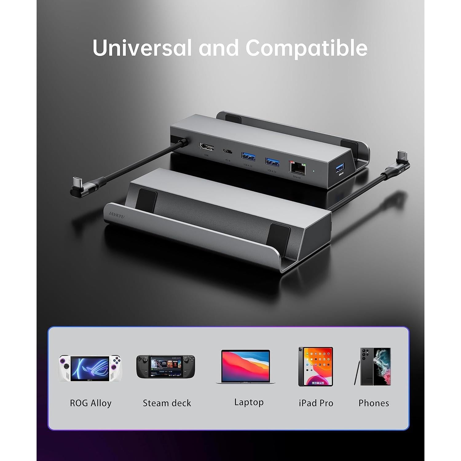 Dock 6-en-1 para Steam Deck 4K 60Hz - Iavkyu