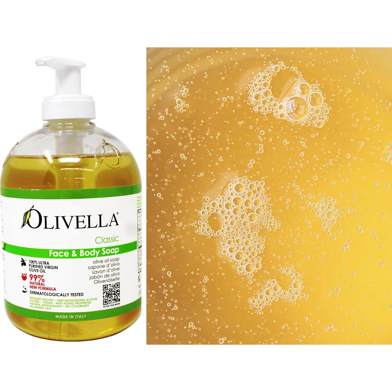Jabón Líquido de Cara y Cuerpo Olivella 480 ml (Paquete de 2)