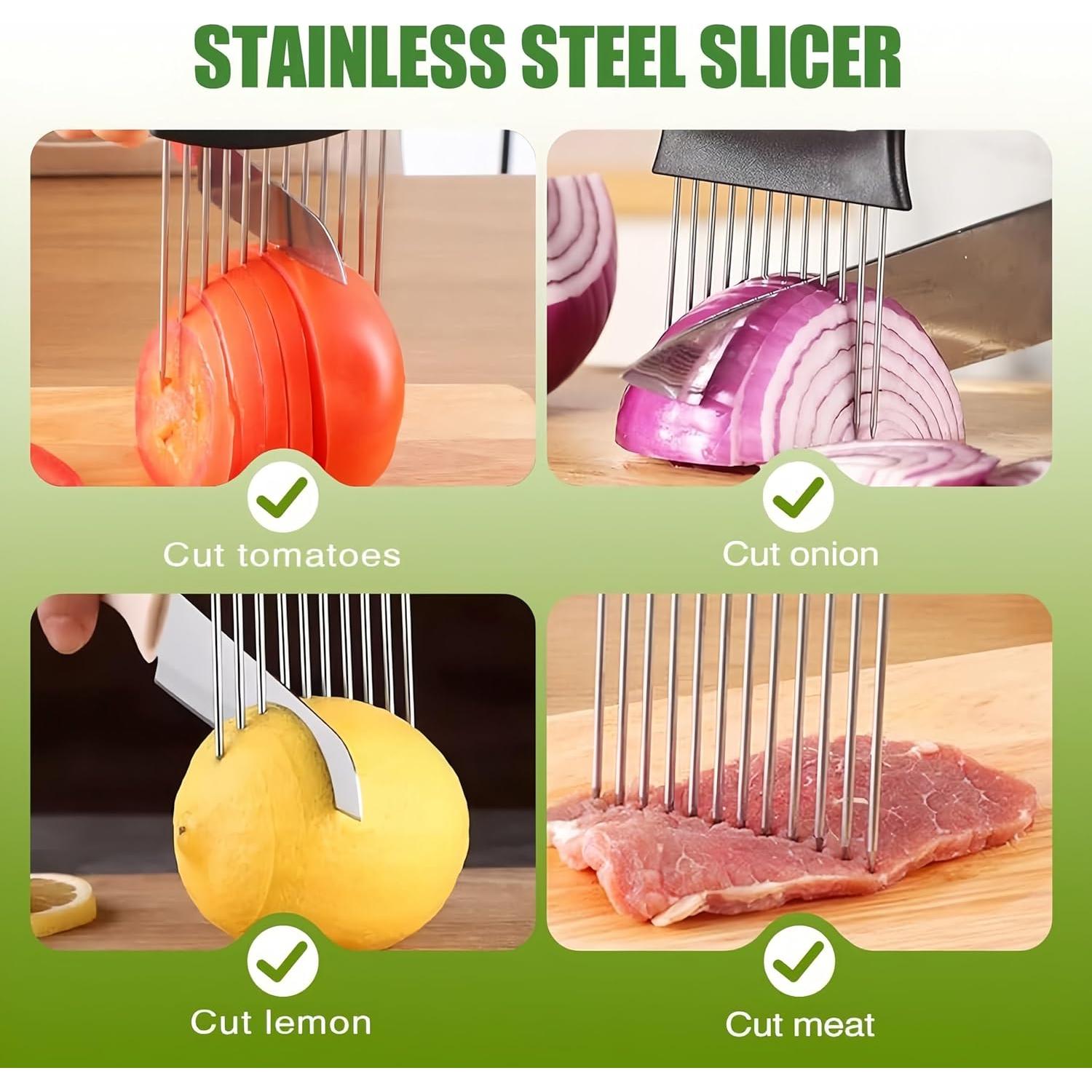 Cortador de Cebolla AOEMSMEISN de Acero Inoxidable 14x8 cm