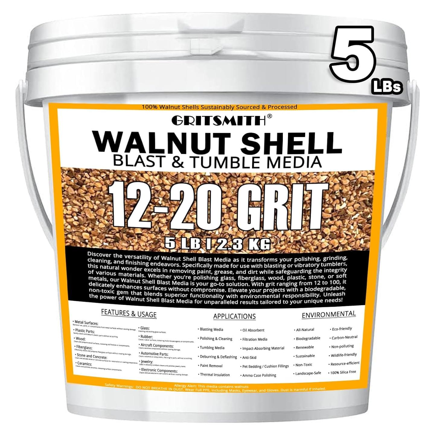 Cáscaras de nuez molida GRITSMITH 2.3 KG 12-20 Grit