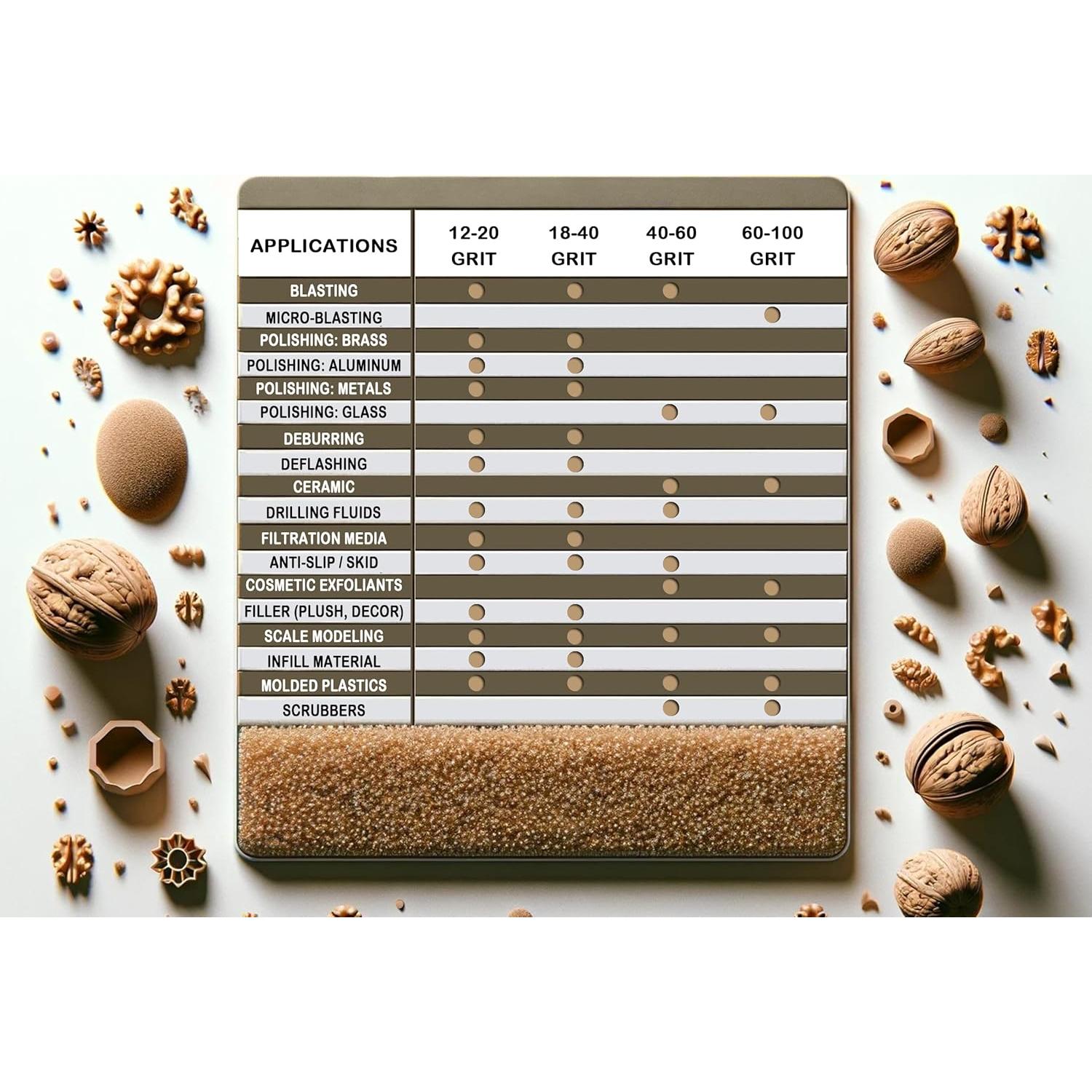 Cáscaras de nuez molida GRITSMITH 2.3 KG 12-20 Grit
