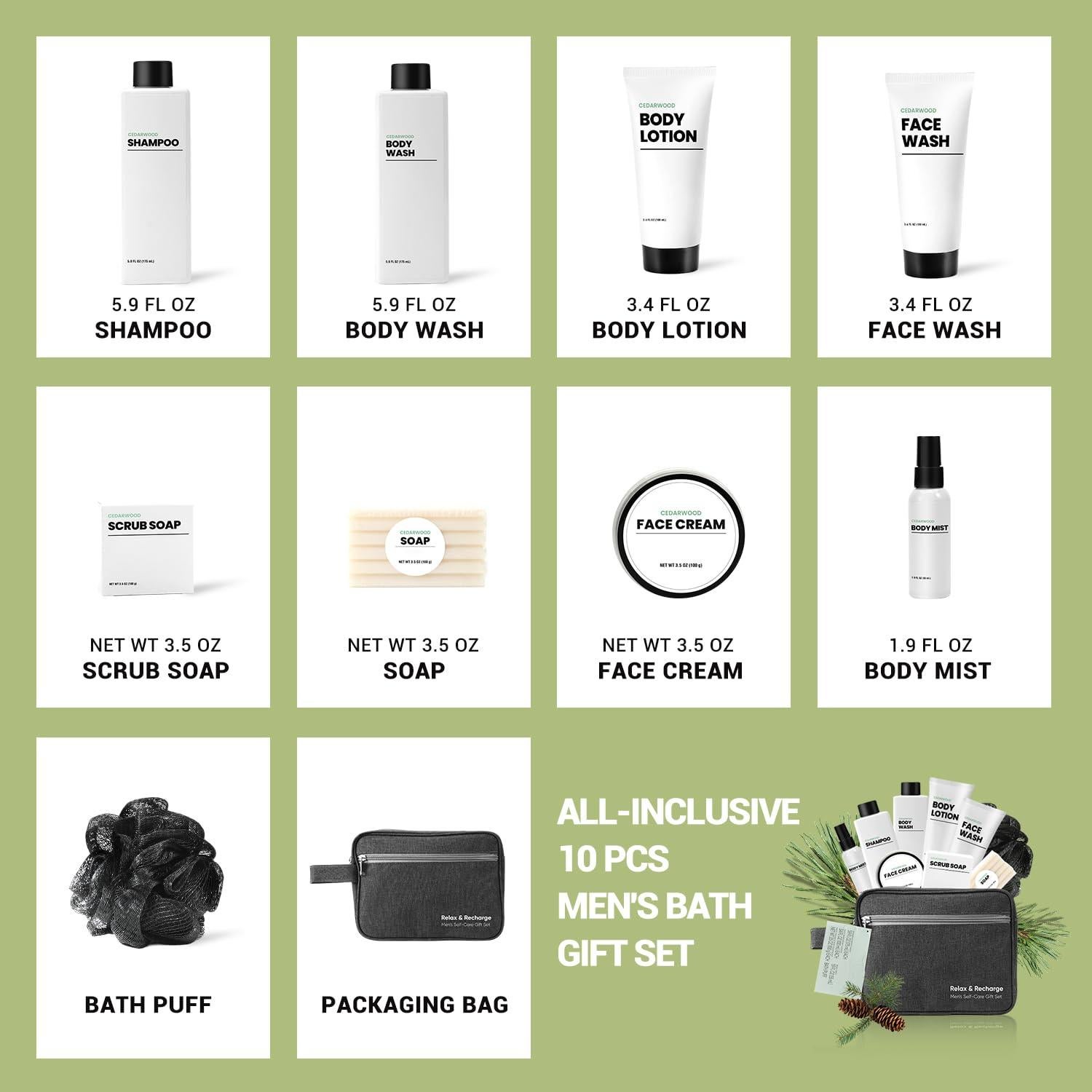 Set de Cestas de Regalo Spa para Hombre BODY & EARTH 10 Piezas