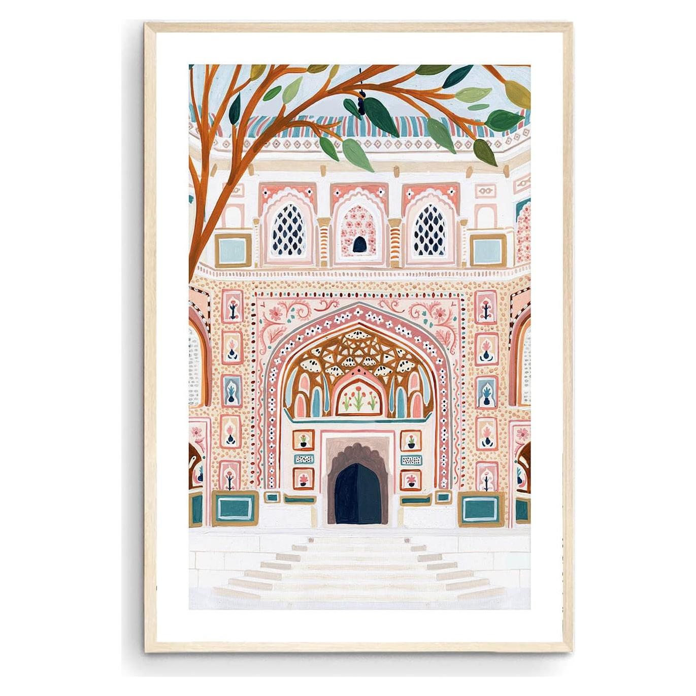 Póster artístico Palacio de Ámbar Jaipur 23x28 cm sin enmarcar