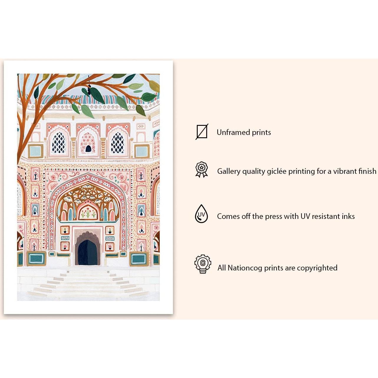 Póster artístico Palacio de Ámbar Jaipur 23x28 cm sin enmarcar