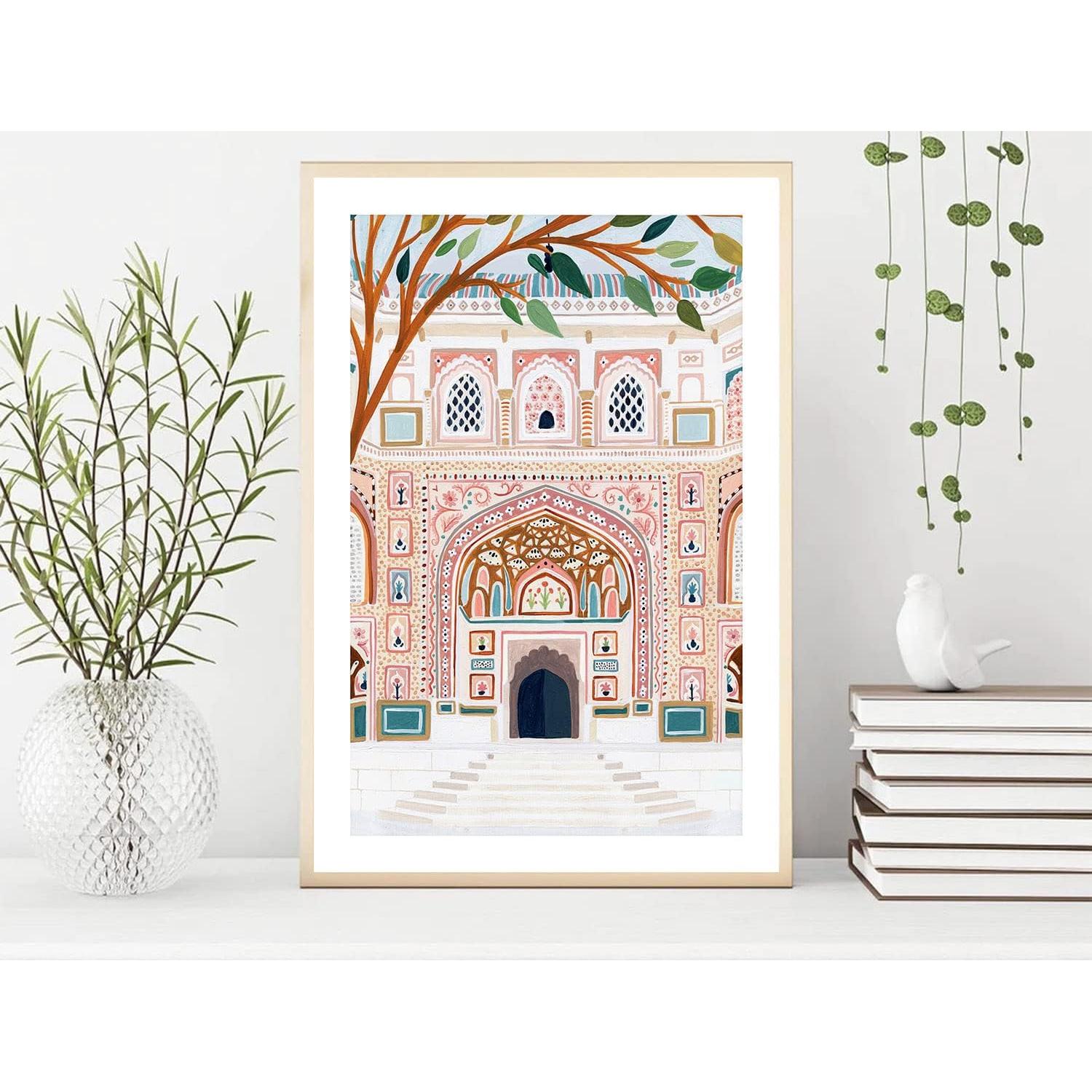 Póster artístico Palacio de Ámbar Jaipur 23x28 cm sin enmarcar