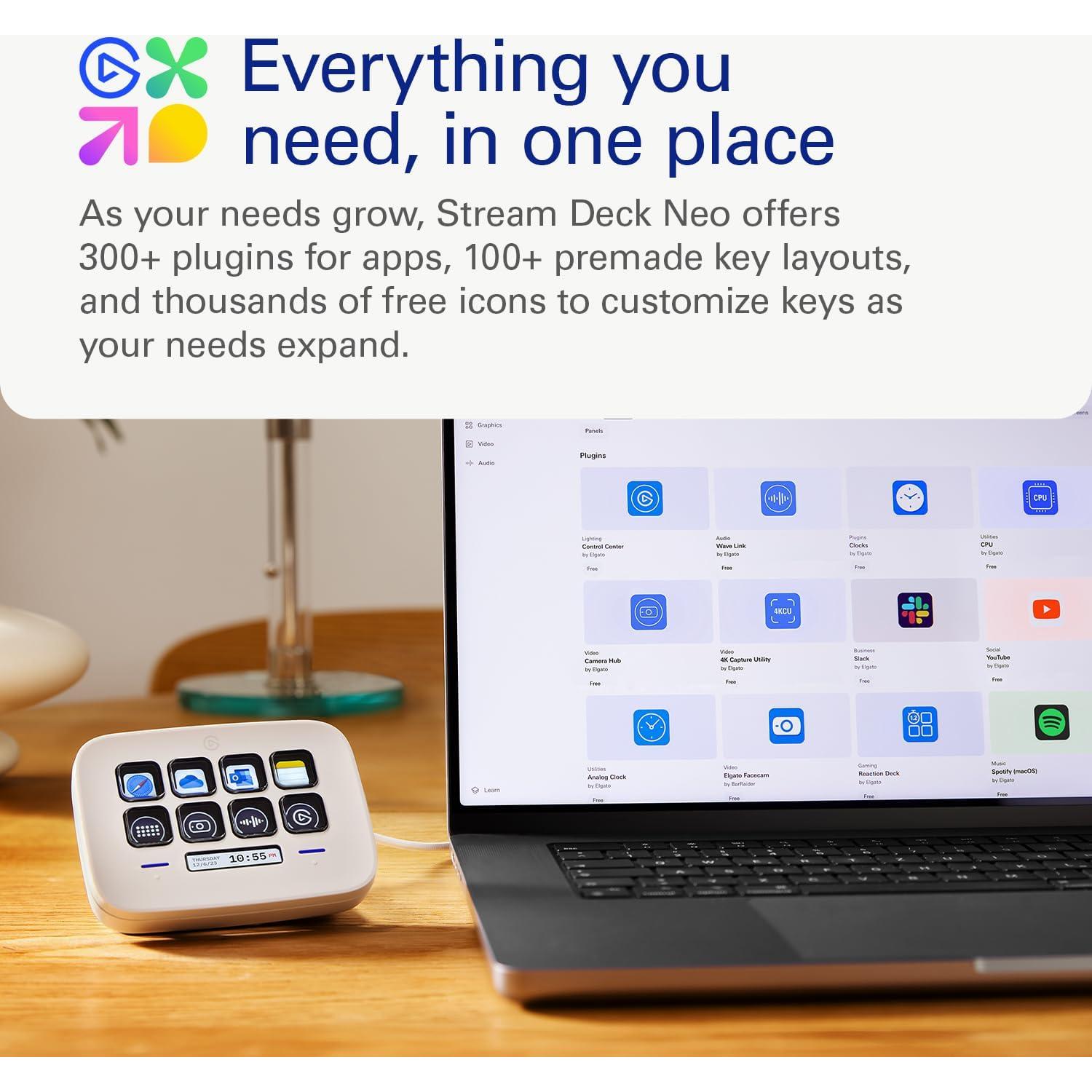 Elgato Stream Deck Neo - 8 Teclas Personalizables, Táctiles