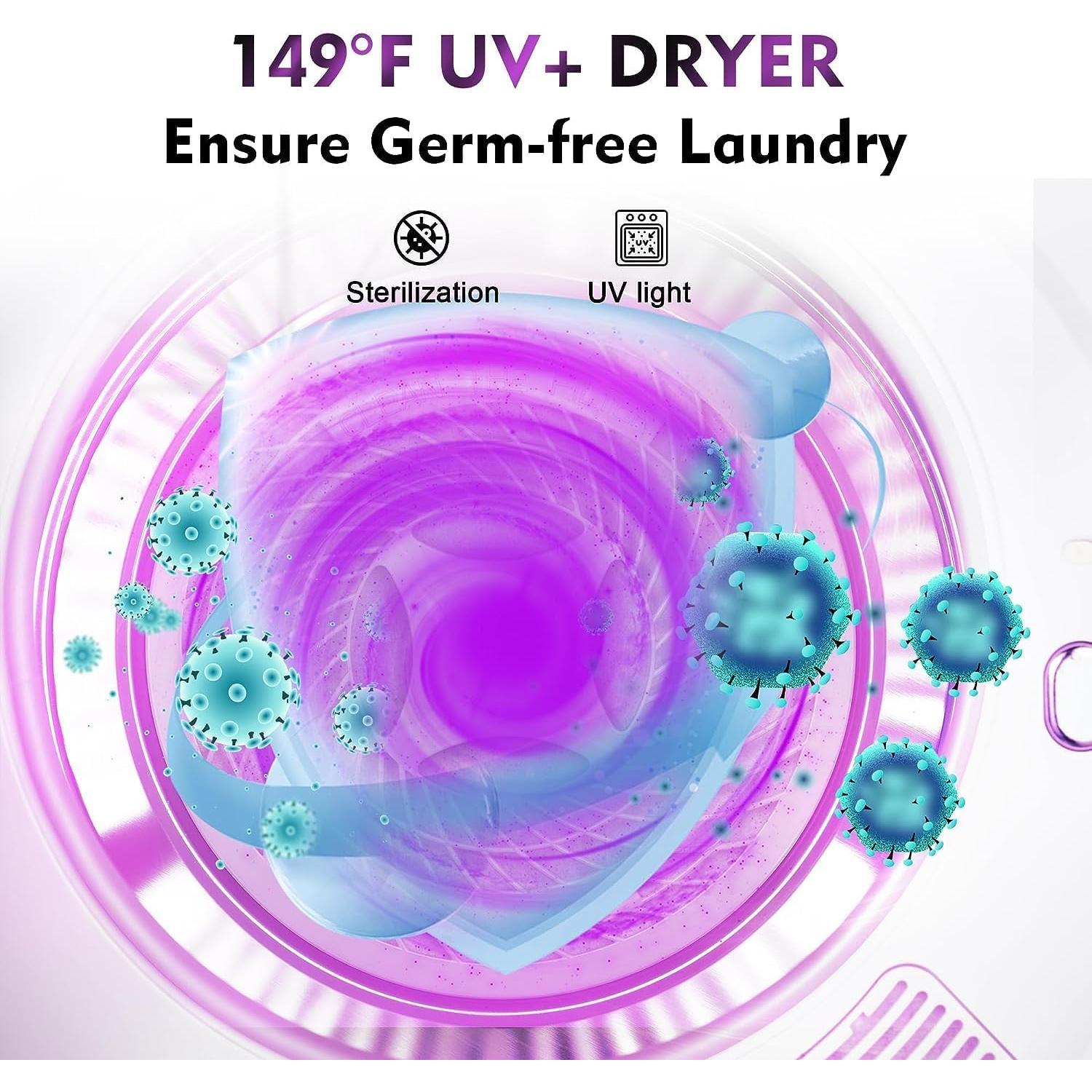 Portable Mini Cloth Dryer Machine Heating Tumble Dryers Front Load 120 V Electric RV Dryer with Smart Moisture Sensor LCD Control Panel Tumble Clothes Dryer Machine for Home (ABS+Steel Black)