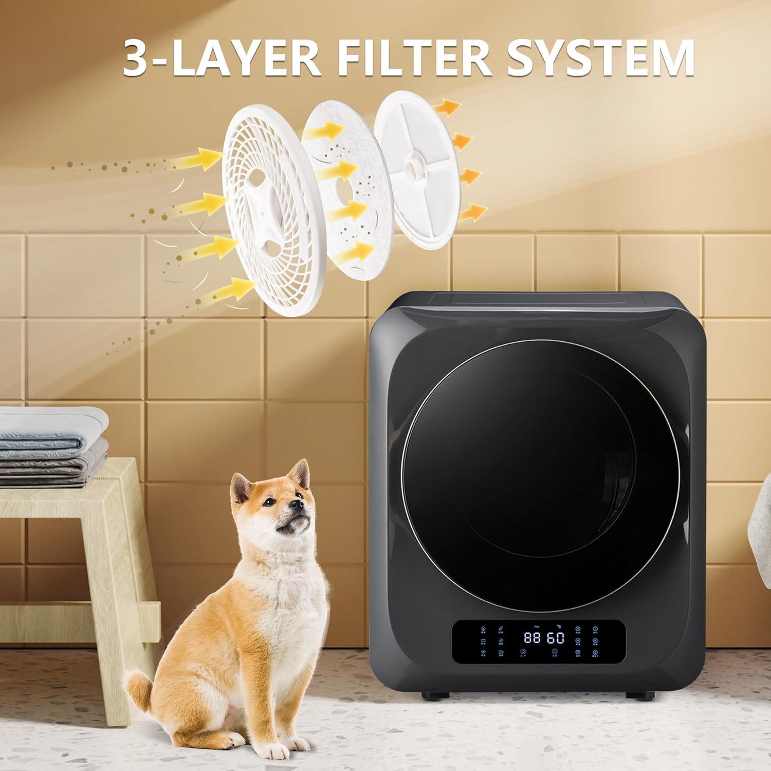 Portable Mini Cloth Dryer Machine Heating Tumble Dryers Front Load 120 V Electric RV Dryer with Smart Moisture Sensor LCD Control Panel Tumble Clothes Dryer Machine for Home (ABS+Steel Black)