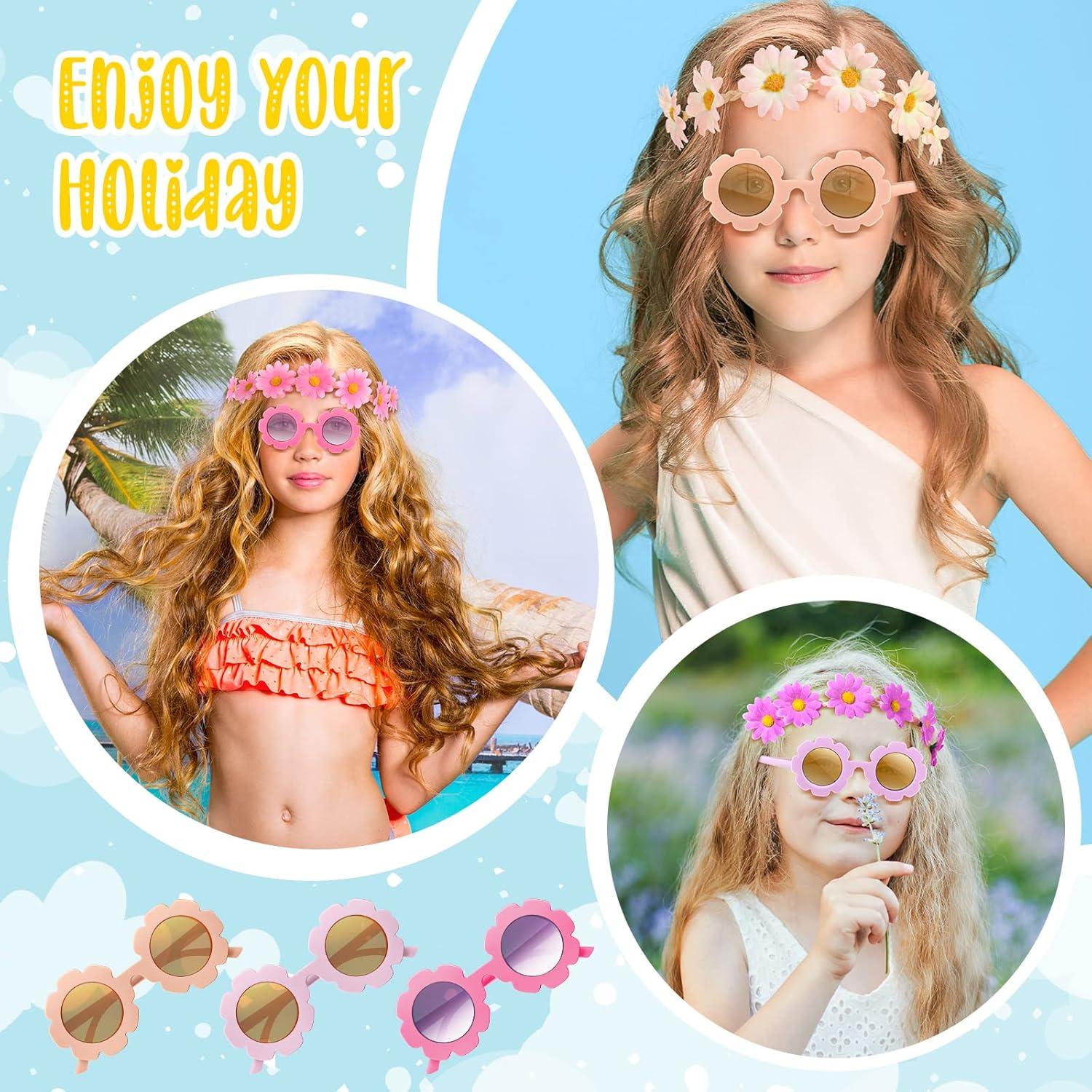 Conjunto de Gafas Retro y Diademas de Flores Chengu - 20 Piezas