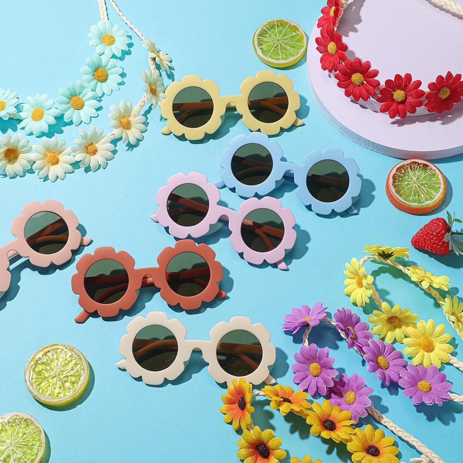 Conjunto de Gafas Retro y Diademas de Flores Chengu - 20 Piezas