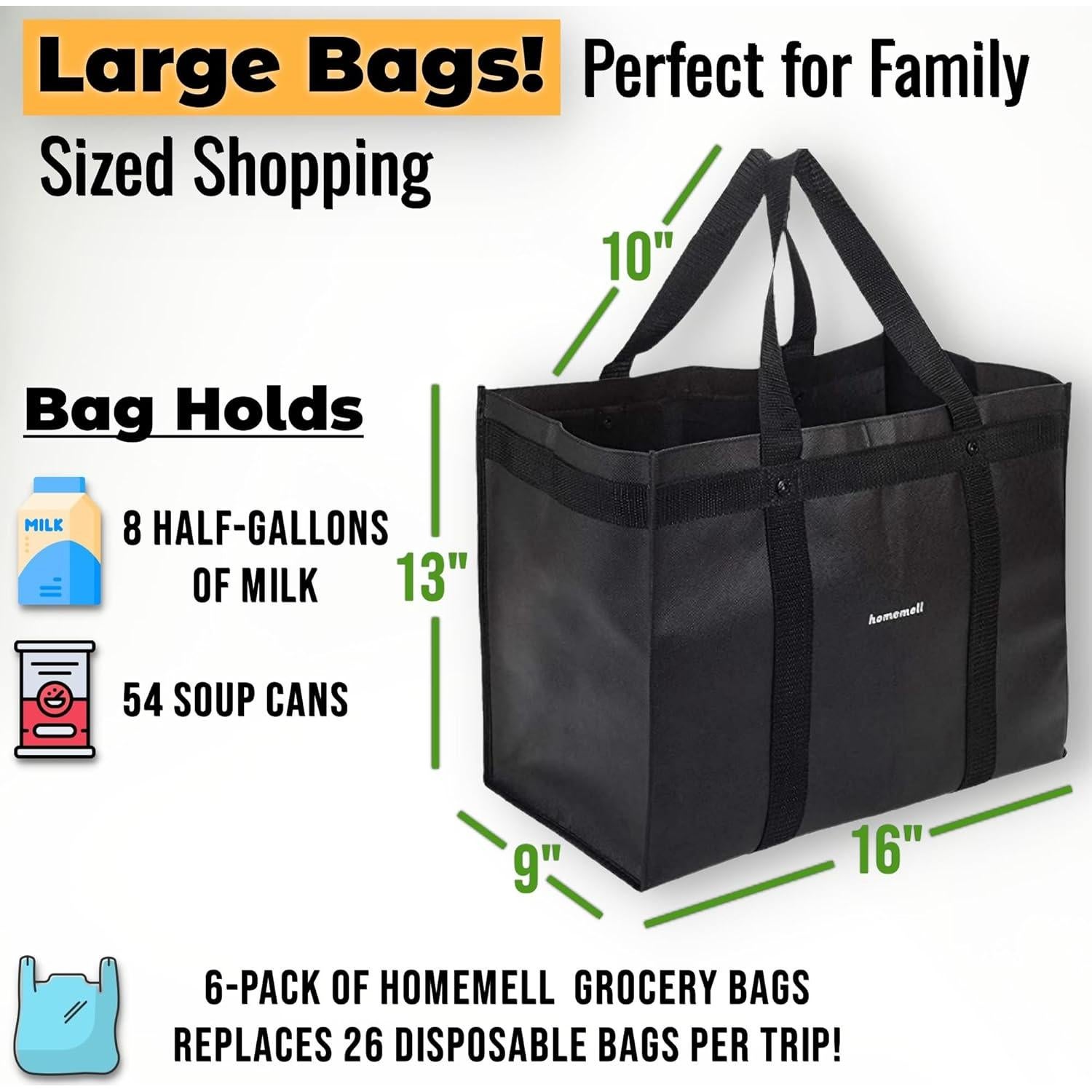 Bolsas de Compras Reutilizables Homemell, Paquete de 4, 45.36 kg