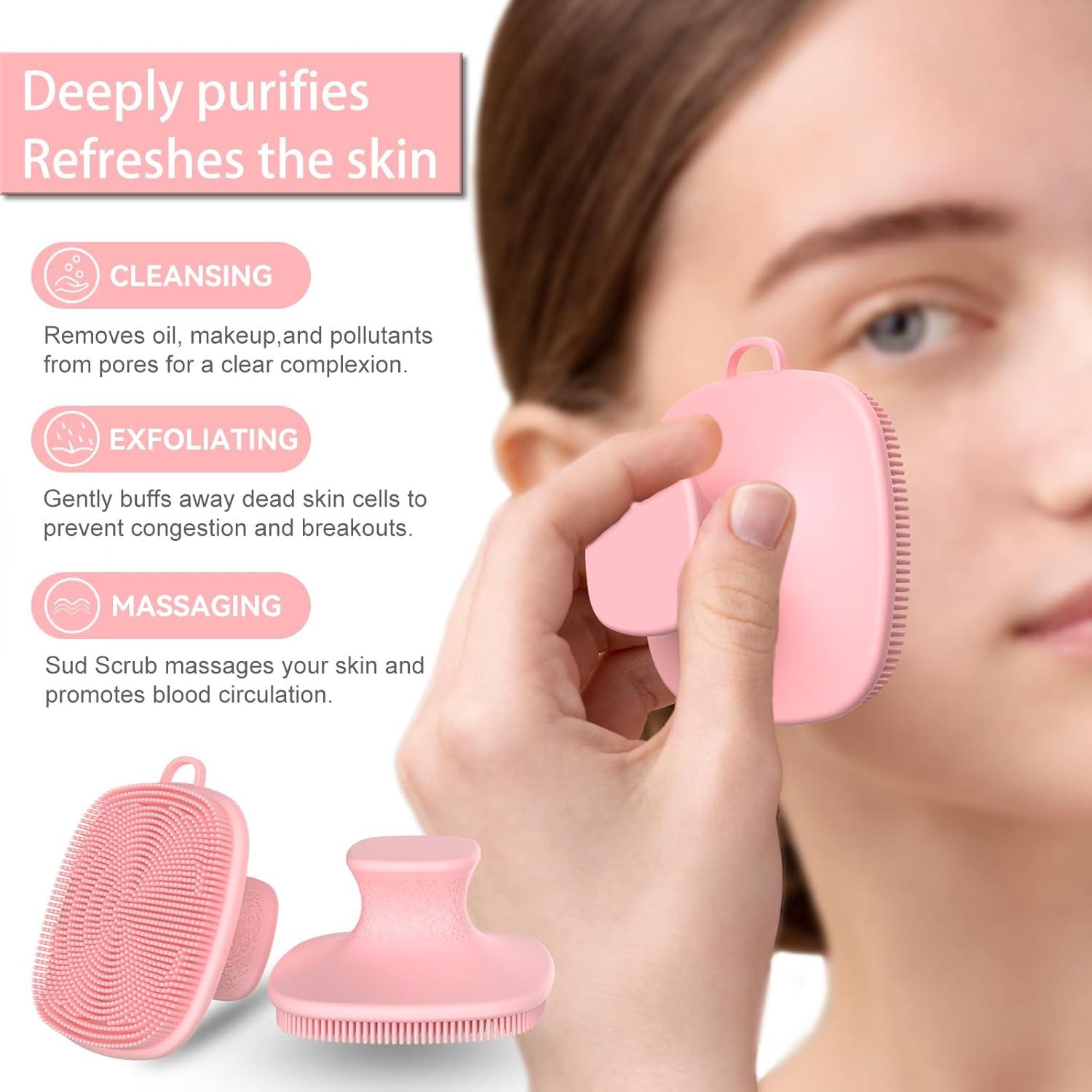 Paquete de 2 cepillos faciales QiaKeoo de silicona para piel sensible