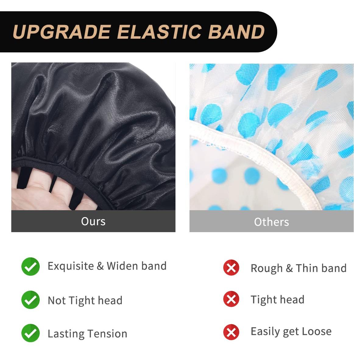 Gorro de Ducha Aquior Extra Grande Impermeable Doble Capa Negro