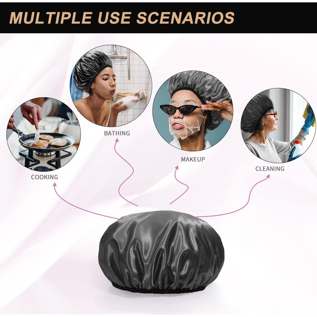 Gorro de Ducha Aquior Extra Grande Impermeable Doble Capa Negro