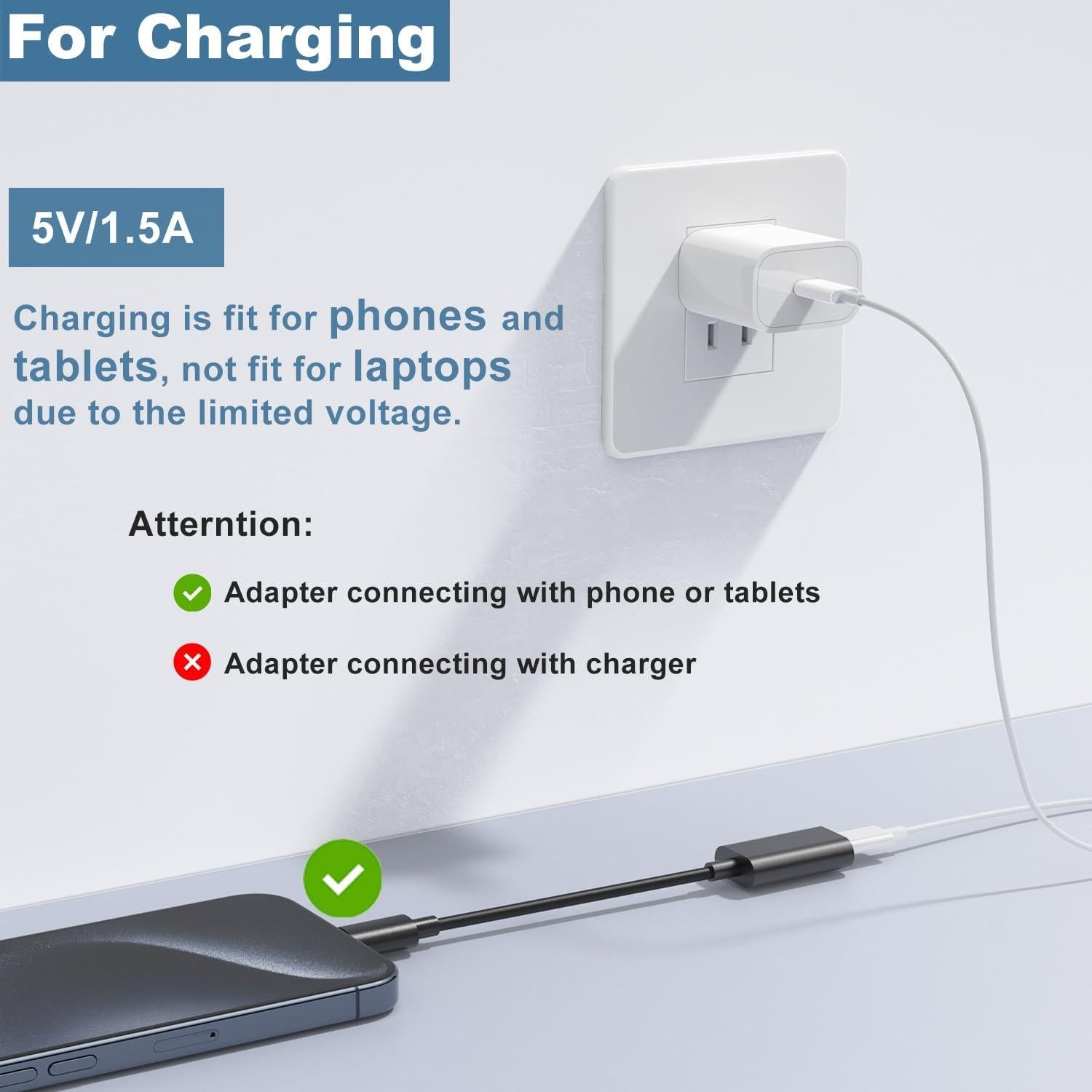 Adaptador USB C QXWY para Auriculares Lightning y Carga
