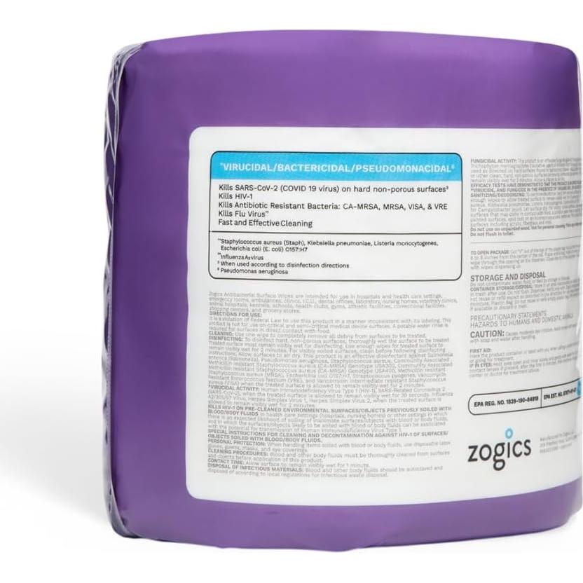 Toallitas Desinfectantes Antibacterianas Zogics 800 Unidades