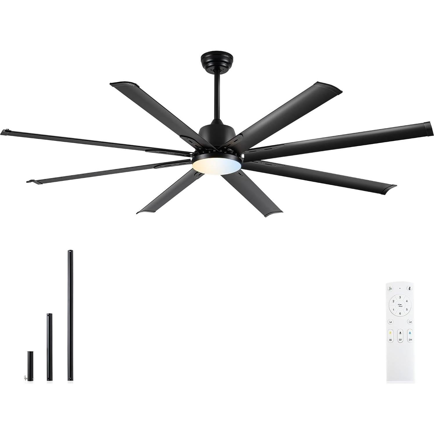 Ventilador de Techo Industrial Minislak 72" Negro con Luz y Control Remoto