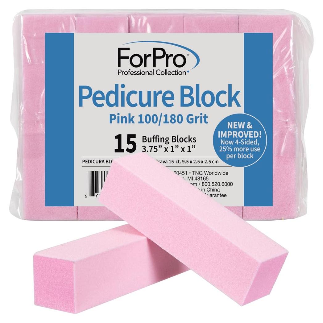 Bloque de Pedicura Rosa ForPro 100/180 Grano 15 Unidades