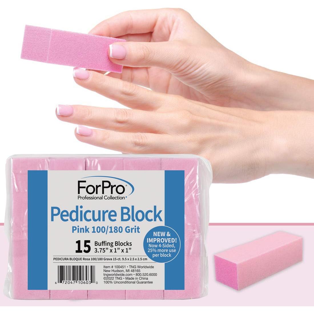 Bloque de Pedicura Rosa ForPro 100/180 Grano 15 Unidades