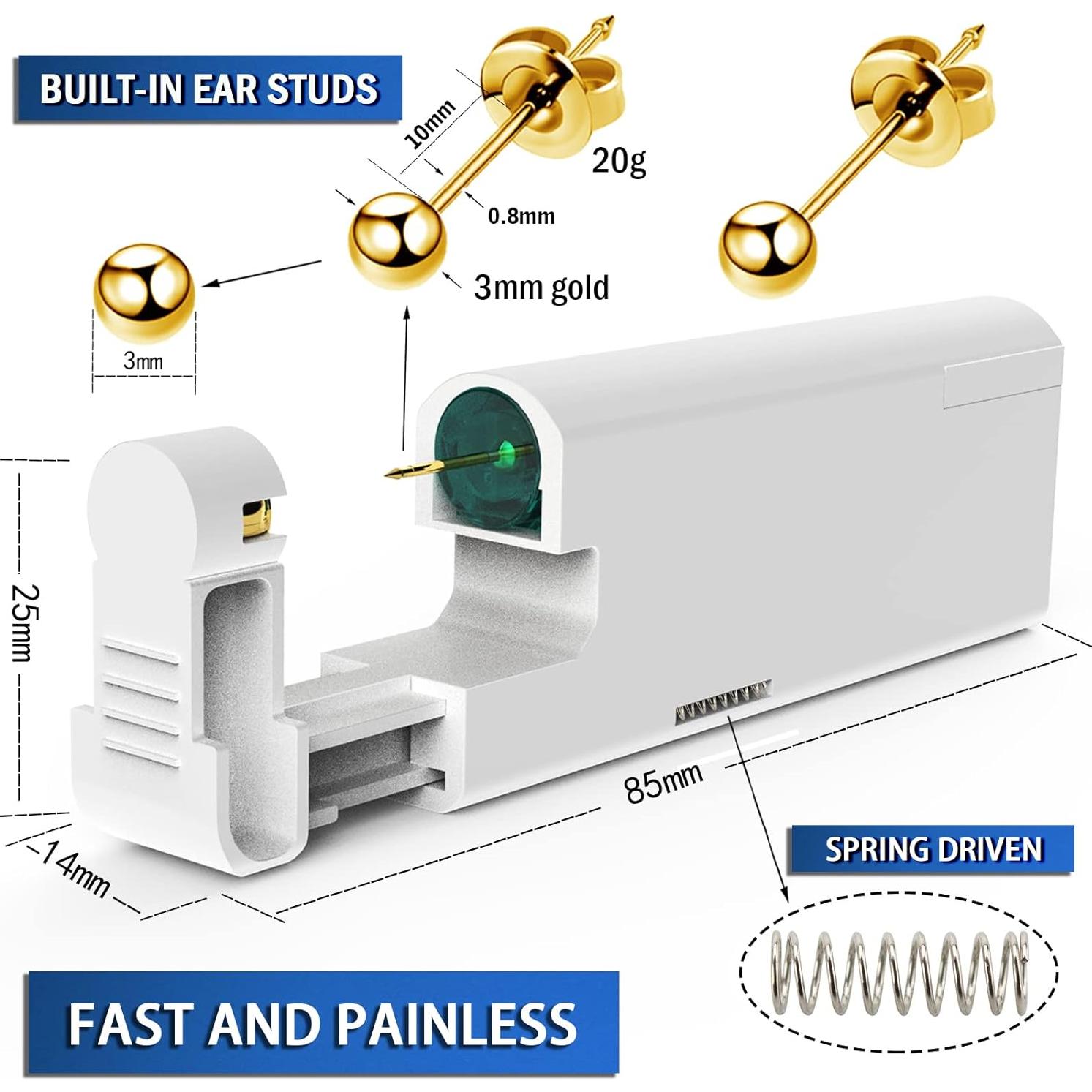 Kit de Perforación de Orejas KAIQIKAIXI 18 Piezas Dorado 3mm