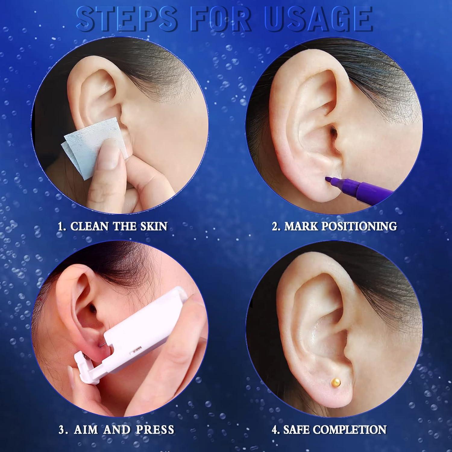 Kit de Perforación de Orejas KAIQIKAIXI 18 Piezas Dorado 3mm