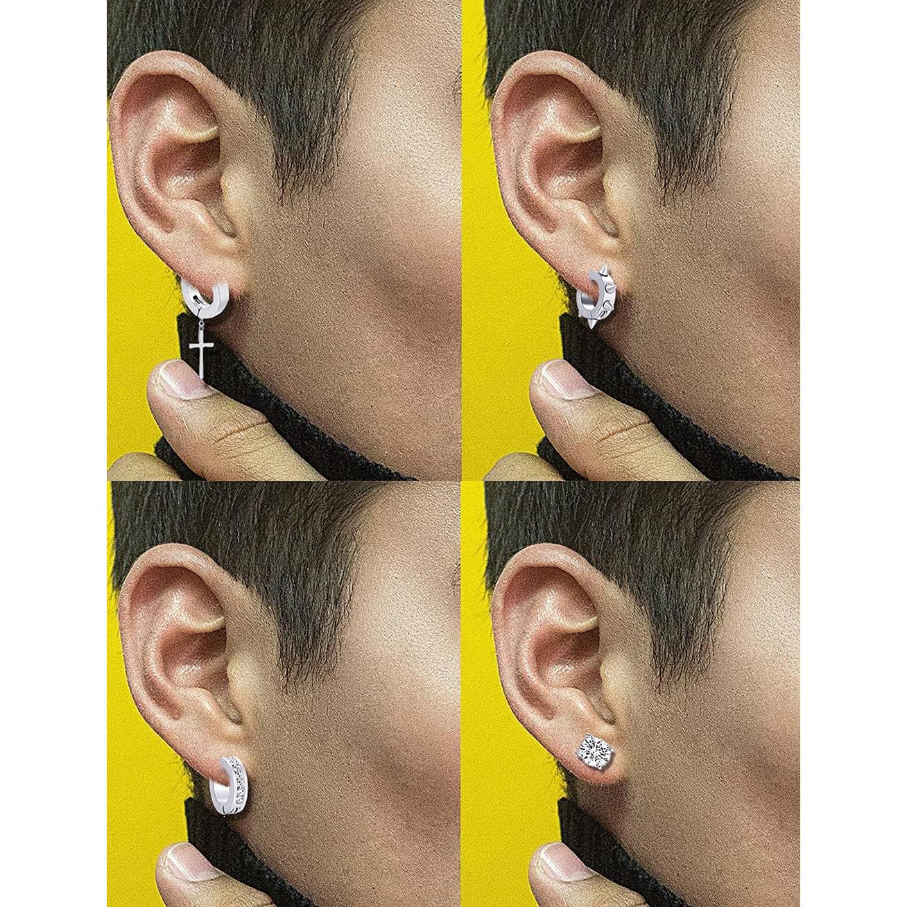 12 Pares Pendientes Magnéticos Acero Inoxidable Ofeiyaa