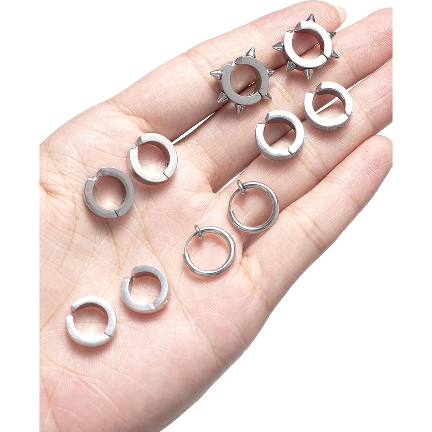 12 Pares Pendientes Magnéticos Acero Inoxidable Ofeiyaa