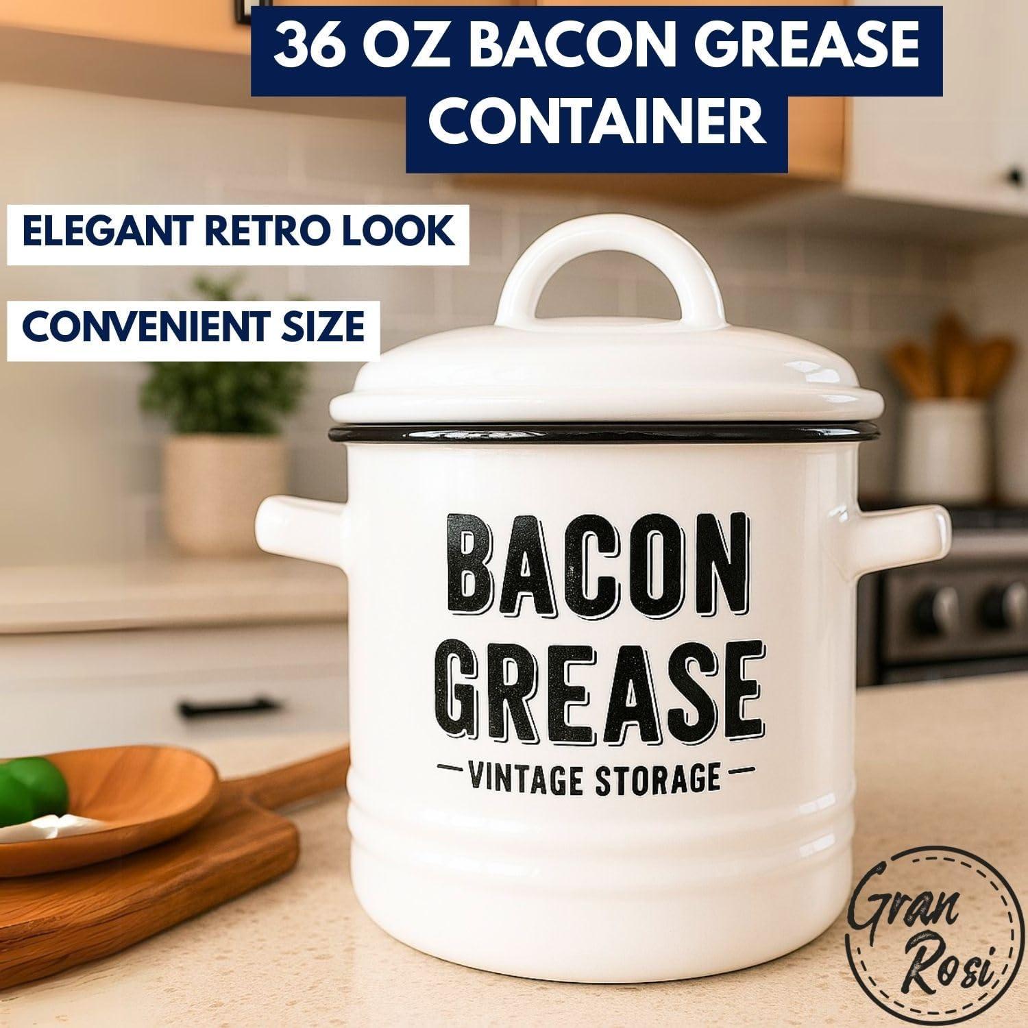 Contenedor de Grasa de Tocino Granrosi 1L Acero Inoxidable Blanco