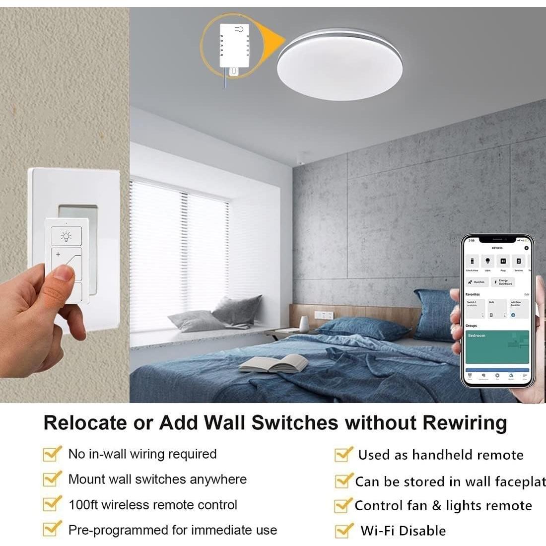 Interruptor de Luz Inalámbrico Inteligente Nexete con Receptor