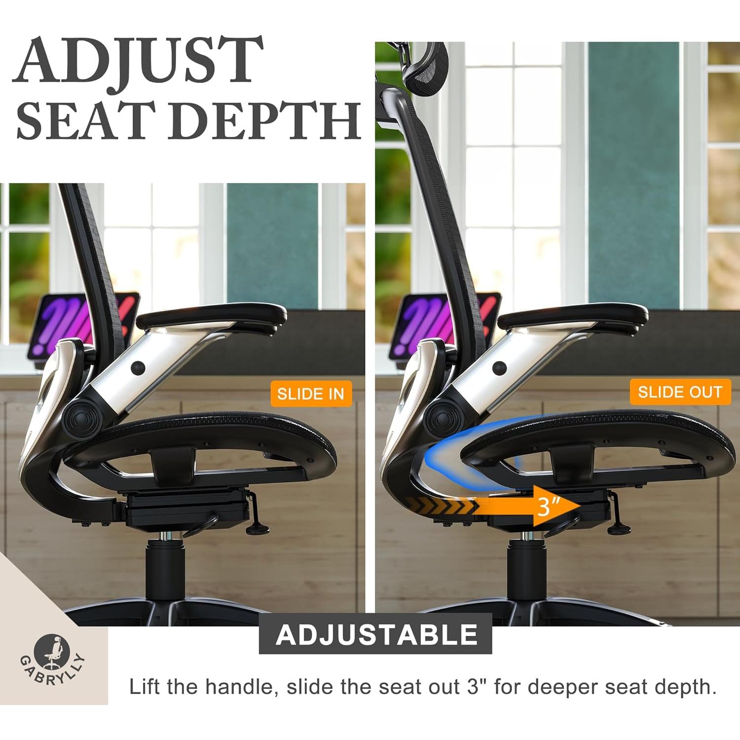 Silla de Oficina Ergonómica GABRYLLY con Reposacabezas Ajustable