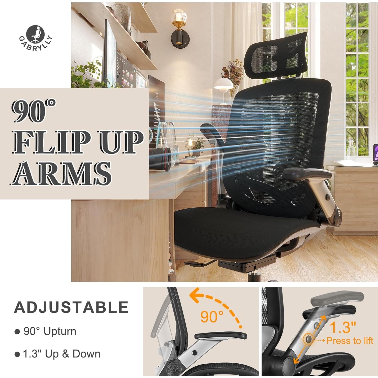 Silla de Oficina Ergonómica GABRYLLY con Reposacabezas Ajustable