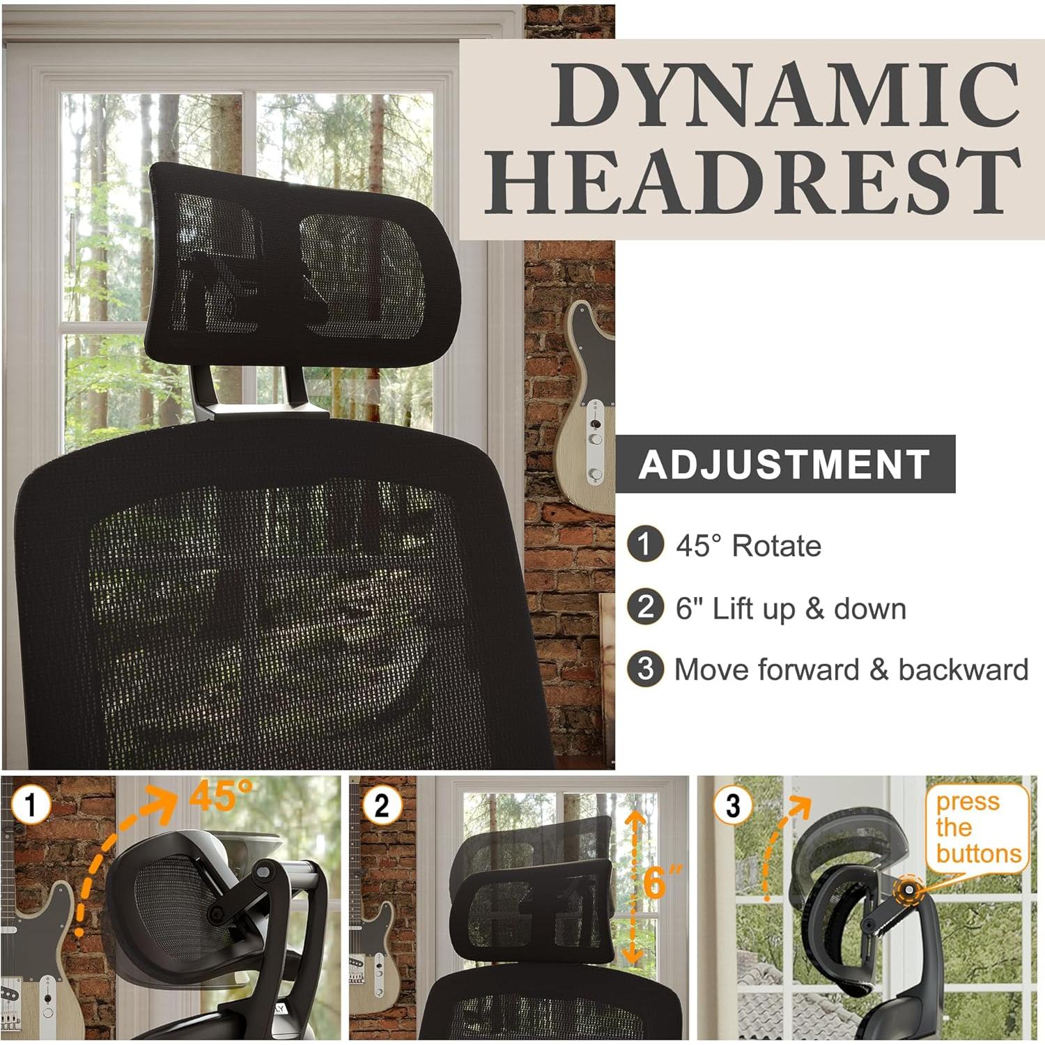 Silla de Oficina Ergonómica GABRYLLY con Reposacabezas Ajustable