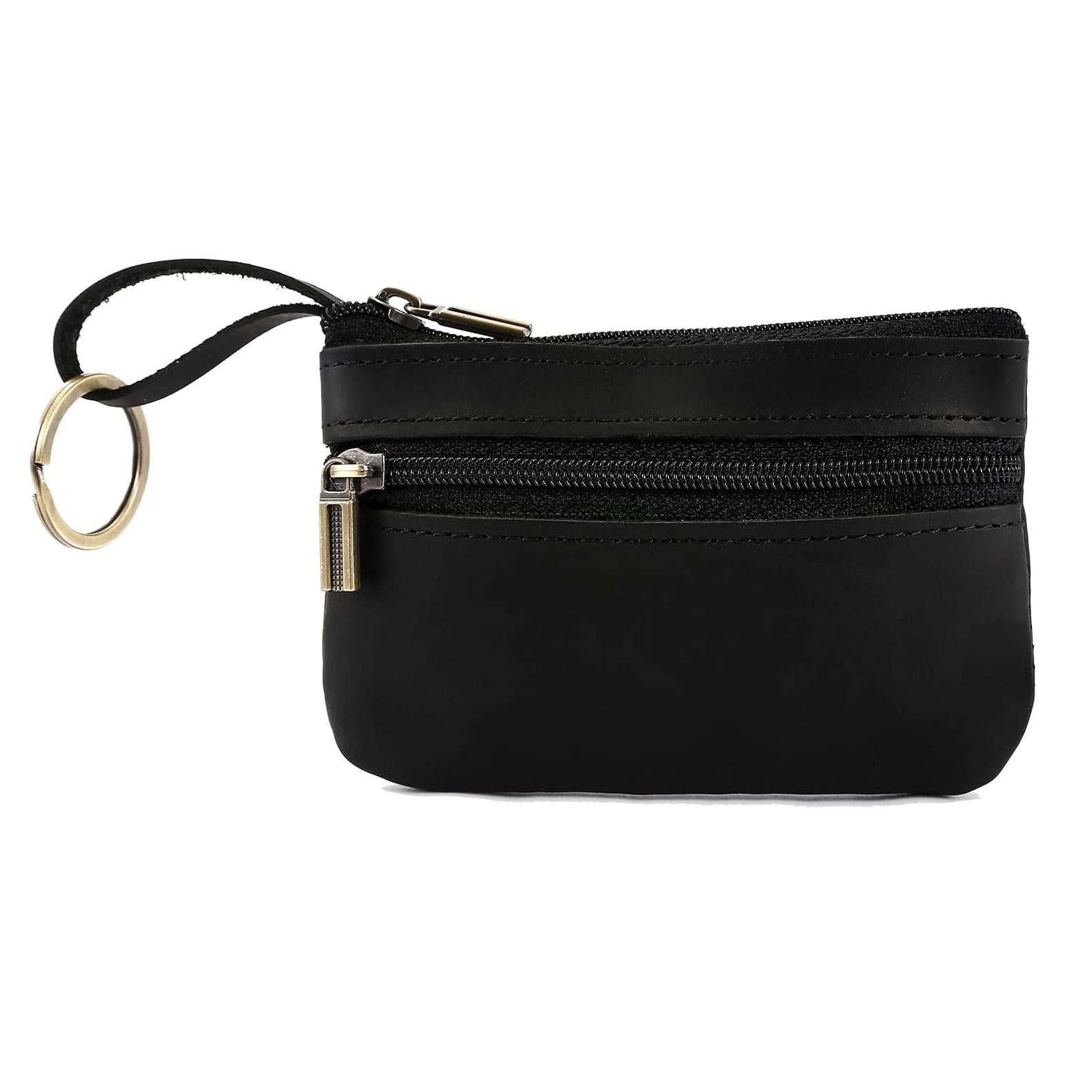 Monedero de cuero para hombres Hersent - Negro, 11x7.5 cm