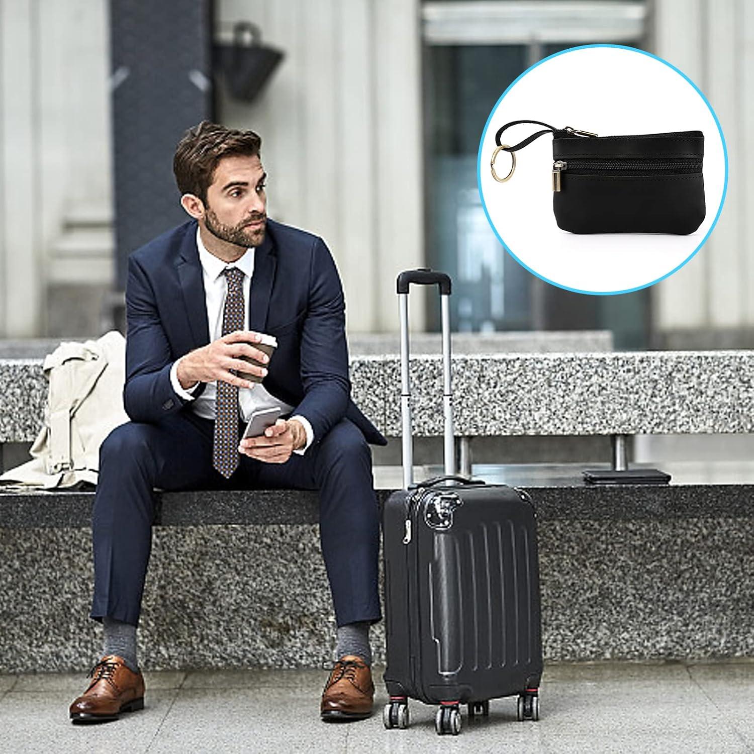 Monedero de cuero para hombres Hersent - Negro, 11x7.5 cm