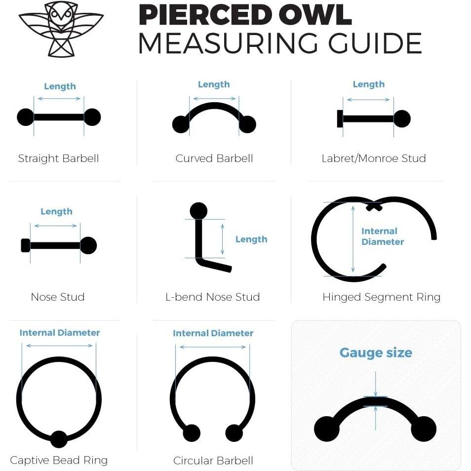 Juego de 10 Studs Retenedores Acrílico Claro 20GA - Pierced Owl