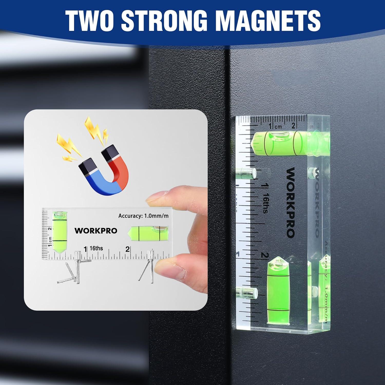 Nivel Mini Magnético WORKPRO 3 Pulgadas con 2 Burbujas