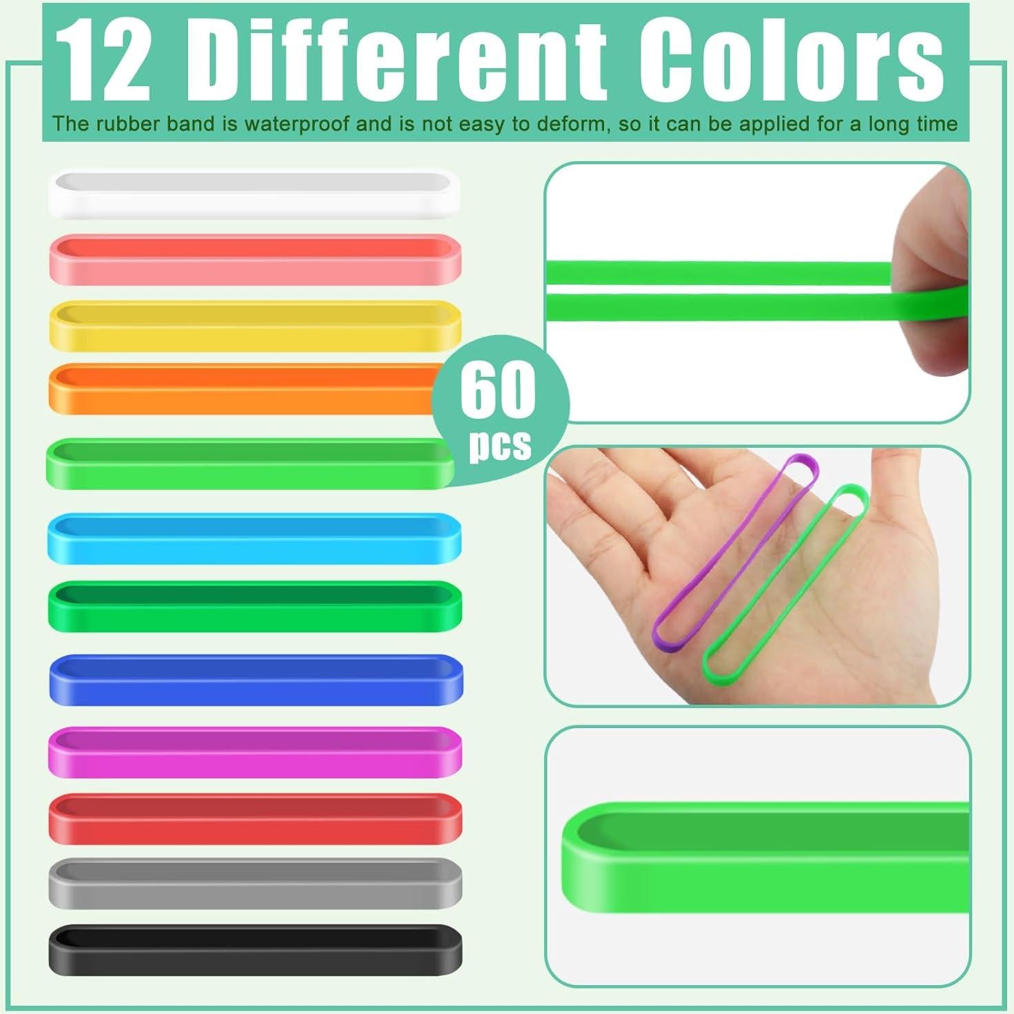 Bandas de Goma de Silicona Coopay 60 Piezas 7.62 cm Coloridas