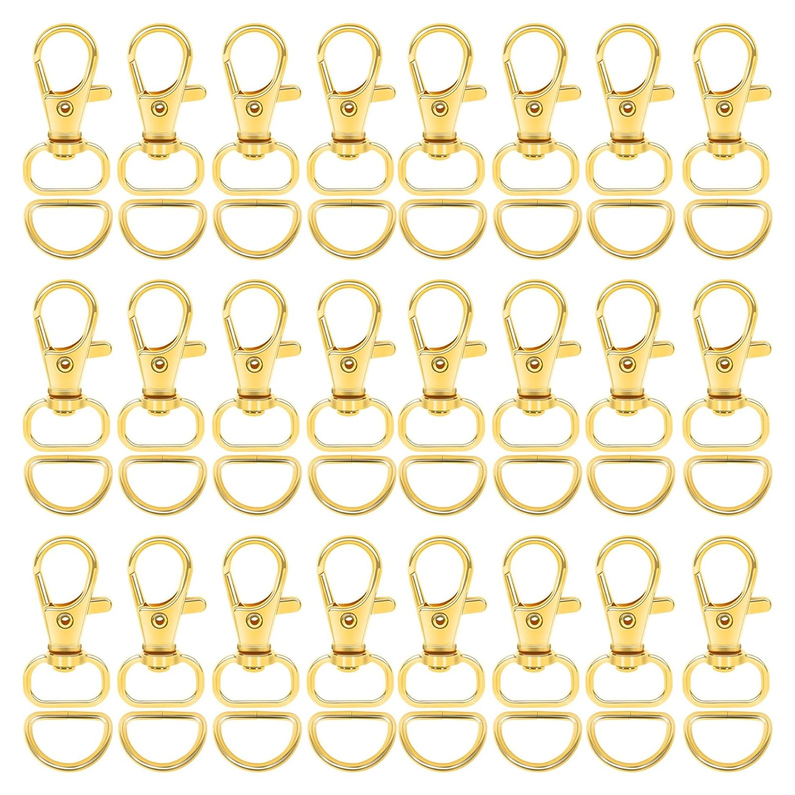 Ganchos de Clip y Anillos en D SANNIX 120 Pcs Dorados